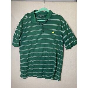 Masters Polo Shirt Mens 2XL XXL Green Striped Golf Rugby Pima Cotton Jersey